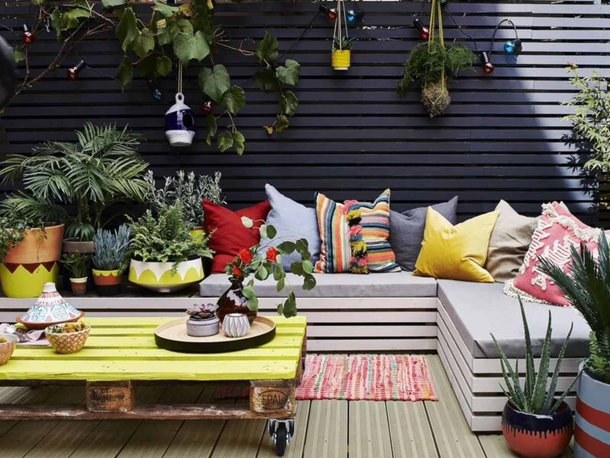 Deck Painting Colourful Garden Patio by Winchester Decorators in Winchester