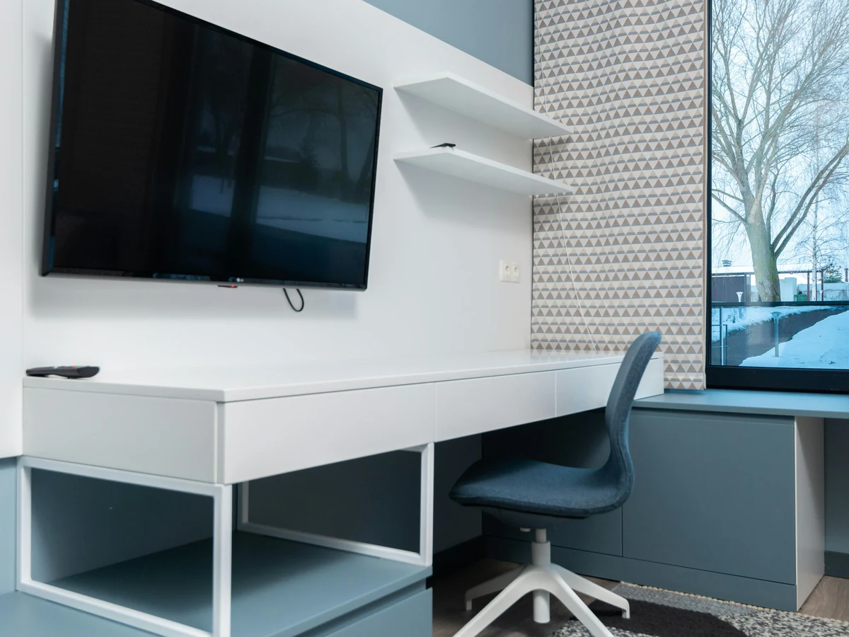 Home Office Painting Modern Hotel Desk by Winchester Decorators in Winchester