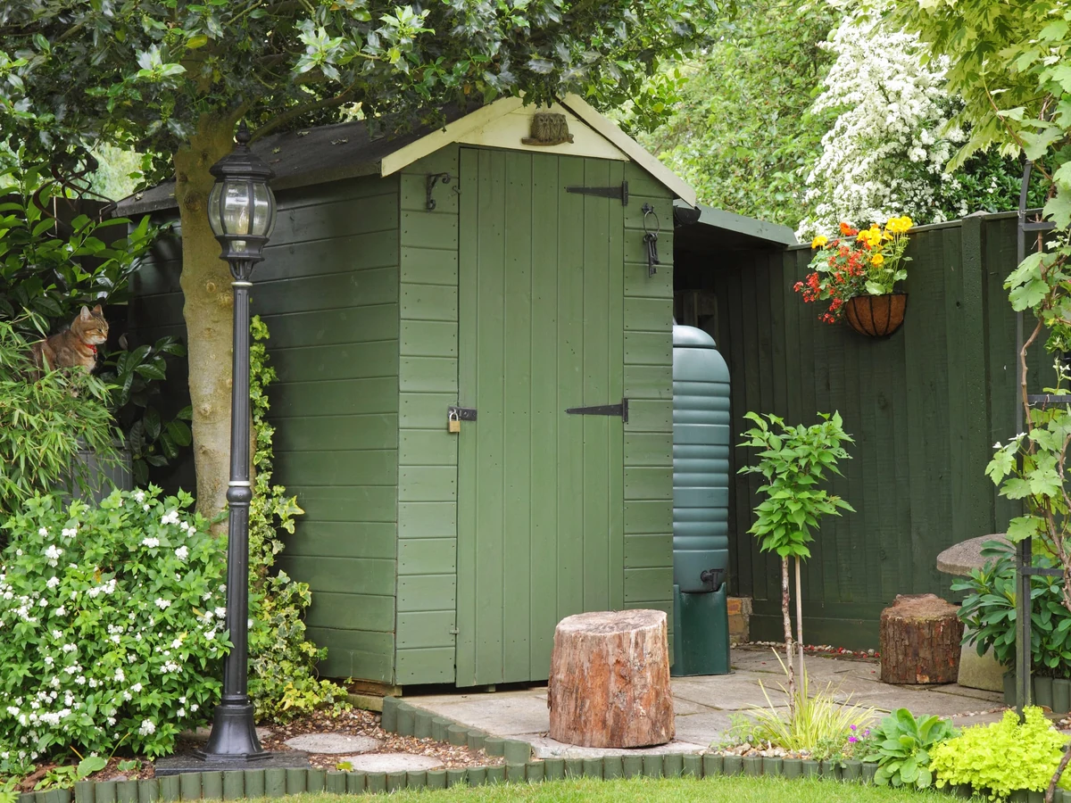 Wood Painting Green Garden Storage by Winchester Decorators in Winchester